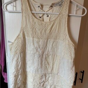 American Eagle Outfitters Ivory Lace Tank Top